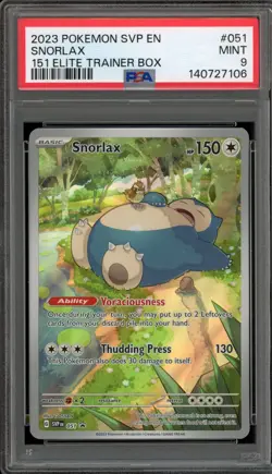 Pokemon Snorlax 151 ETB Promo SVP EN 051 PSA 9 Mint - Image 1