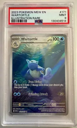 Wartortle Illustration Rare Pokemon Mew 151 171/165 PSA 9 - Image 1