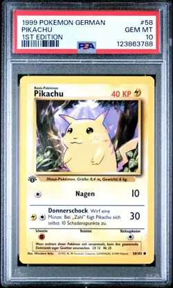 1999 Pokemon German Pikachu #58 GEM MT PSA 10 - Image 1