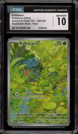 Pokemon Bulbasaur 151 MEW EN Illustration Rare #166 CGC 10 Gem Mint - Image 1