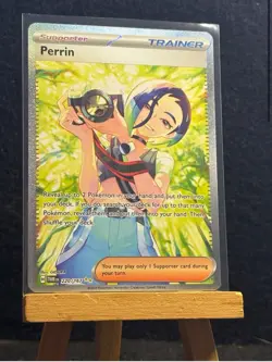 Pokemon TCG Trainer Perrin Holo Illustration Rare Card Twilight Masquerade - Image 1