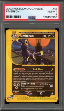 Pokemon Umbreon Aquapolis NON Holo Rare #41 PSA 8 - Image 1
