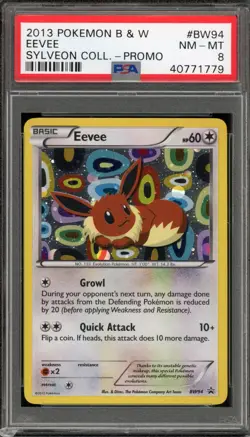 Pokemon Eevee Sylveon Coll. Black Star Holo Promo BW94 PSA 8 - Image 1