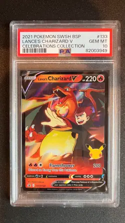 2021 Pokemon Swsh Black Star Jumbo #133 Lance's Charizard V PSA 10 - Image 1