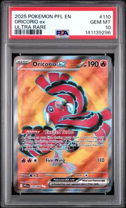 2025 POKEMON PFL EN-PHANTASMAL FLAMES ULTRA RARE #110 ORICORIO EX PSA 10 - Image 1