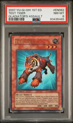 Yu-Gi-Oh PSA 8 Test Tiger Gladiator's Assault GLAS-EN082 1st Edition Ultra Rare - Image 1