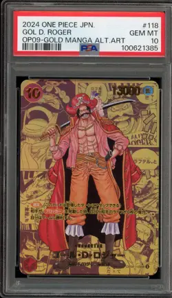 One Piece CCG Gol.D.Roger Japanese Gold Manga Alternate Art OP09-118 PSA 10 - Image 1