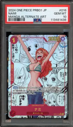 One Piece CCG Nami PRB01 Japanese Manga Alternate Art OP01-016 PSA 10 Gem Mint - Image 1