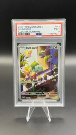 Pokemon TCG Bulbasaur Stellar Crown Illustration Rare Card 143/142 PSA 9 - Image 1