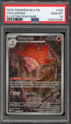 Pokemon Volcarona Black Bolt Illustration Rare #100 PSA 10 Gem Mint - Image 1