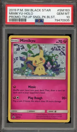 Pokemon Mimikyu Team Up Blister Pk. Black Star Holo Promo SM163 PSA 10 Gem Mint - Image 1