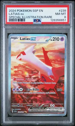 2024 POKEMON SSP EN-SURGING SPARKS SPECIAL ILLUSTRATION RARE LATIAS EX PSA 8 - Image 1