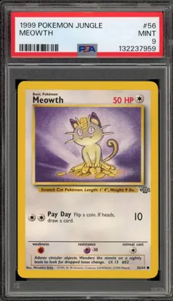 Pokemon Meowth Jungle Unlimited #56 PSA 9 Mint - Image 1