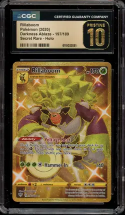 Pokemon Rillaboom Darkness Ablaze Secret Rare Full Art #197 CGC 10 Pristine - Image 1