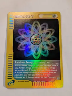 Rainbow Energy 144/147 Reverse Holo Rare Aquapolis Pokemon Card 2002 - Image 1