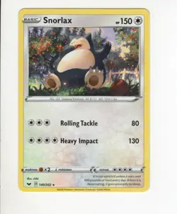 SNORLAX SWORD & SHIELD RARE POKEMON CARD 140/202 NM/M - Image 1