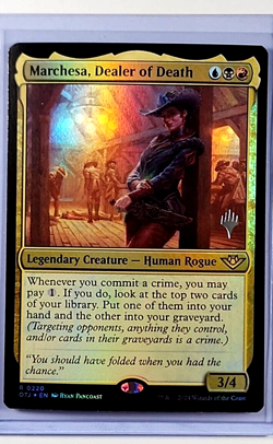 Magic the Gathering Outlaws Thunder Junction Foil Promo Machesa Dealer of Death - Image 1