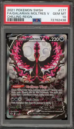 Pokemon Galarian Moltres V Chilling Reign Full Alt Art #177 PSA 10 Gem Mint - Image 1
