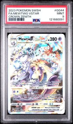 PSA 9 Mewtwo Vstar GG44/GG70 Crown Zenith Galarian Gallery Pokemon Holo MINT - Image 1