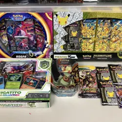 Pokemon Lot Of 10 Box Celebrations Pikachu V-union box , evolving Skies Hanger - Image 1