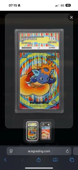 Topps Pokemon TV Animation Series 2 Wartortle #8 Ace Grade 10 Blue Label - Image 3