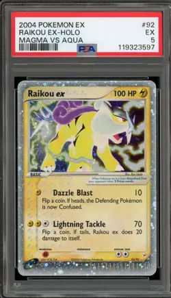Pokemon Raikou ex EX Magma Vs Aqua Holo Ultra Rare #92 PSA 5 - Image 1
