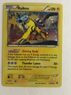 Pokemon TCG BREAKthrough Cosmos Holographic Raikou 55/162 Light Played - Image 1
