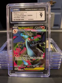 2025 Pokemon phantasmal flames Full Art Mega Charizard X ex 94 CGC 9 mint - Image 1