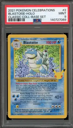 Pokemon Blastoise Celebrations Classic Coll. Base Set Holo Rare #2 PSA 9 Mint - Image 1