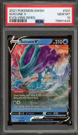 Pokemon Suicune V Evolving Skies Holo Ultra Rare #031 PSA 10 Gem Mint - Image 1