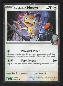 Team Rocket's Meowth 149/182 Cosmos Pokemon TCG DRI Promo NM - Image 1