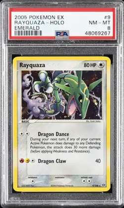 2005 POKEMON EX EMERALD #9 RAYQUAZA-HOLO PSA 8 - Image 1