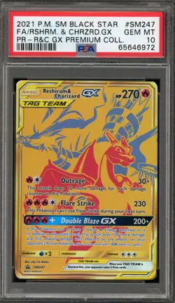 Pokemon Reshiram & Charizard GX Premium Coll. Full Art Promo SM247 PSA 10 - Image 1