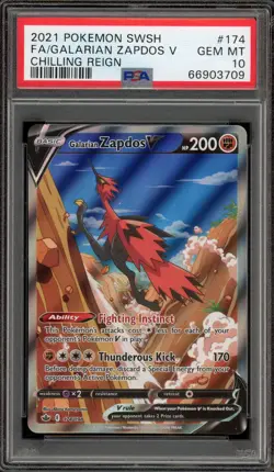 Pokemon Galarian Zapdos V Chilling Reign Full Alt Art #174 PSA 10 Gem Mint - Image 1