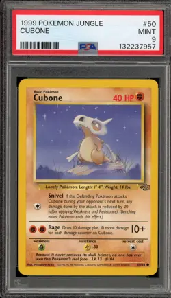 Pokemon Cubone Jungle Unlimited #50 PSA 9 Mint - Image 1