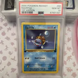 2000 Pokemon Team Rocket 1st Edition Squirtle #68 PSA 10 Gem Mint - Image 1