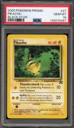 Pokemon Pikachu Black Star Promo #27 PSA 10 Gem Mint - Image 1