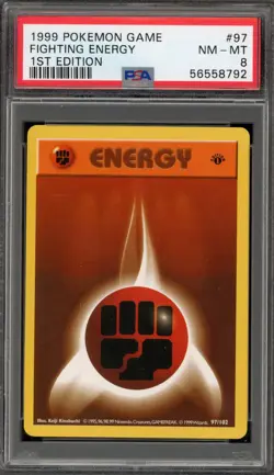 Pokemon Fighting Energy Base Set Shadowless 1st Edition #97 PSA 8 - Image 1