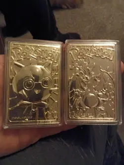 23K Gold Plated CHARIZARD & JIGGLYPUFF Trading Card 1999 POKEMON NINTENDO - Image 1
