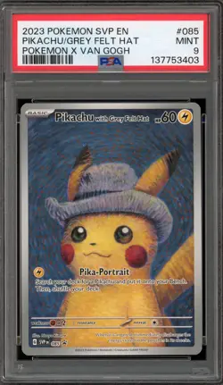 Pokemon Pikachu with Grey Felt Hat Van Gogh Full Art Promo SVP EN 085 PSA 9 Mint - Image 1