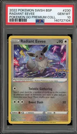 Pokemon Radiant Eevee Pokemon Go Premium Coll. Holo Promo SWSH230 PSA 10 - Image 1