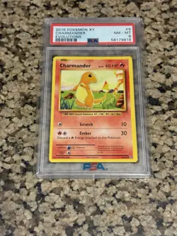 2016 POKEMON XY EVOLUTIONS #9 CHARMANDER PSA 8 - Image 1