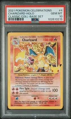 2021 Pokemon Classic Collection Charizard-Holo #4 GEM MT Celebrations PSA 10 - Image 1