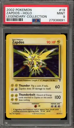 Pokemon Zapdos Legendary Coll. Holo Rare #19 PSA 9 Mint - Image 1