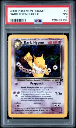 PSA 7 - DARK HYPNO w/ SWIRL HOLO #9 2000 POKEMON ROCKET - Image 1