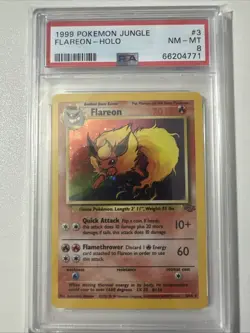 Pokemon PSA 8 Flareon Jungle 3/64 Holo Unlimited Holo Rare - Image 1