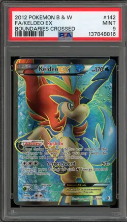 Pokemon Keldeo EX Boundaries Crossed Full Art #142 PSA 9 Mint - Image 1