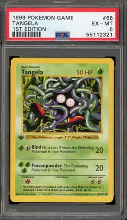 Pokemon Tangela Base Set Shadowless 1st Edition #66 PSA 6 - Image 1