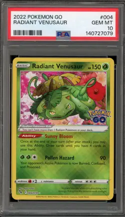 Pokemon Radiant Venusaur Pokemon Go Holo Rare #004 PSA 10 Gem Mint - Image 1