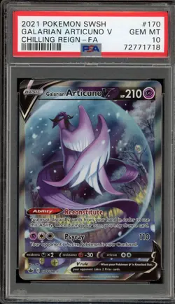 Pokemon Galarian Articuno V Chilling Reign Full Alt Art #170 PSA 10 Gem Mint - Image 1